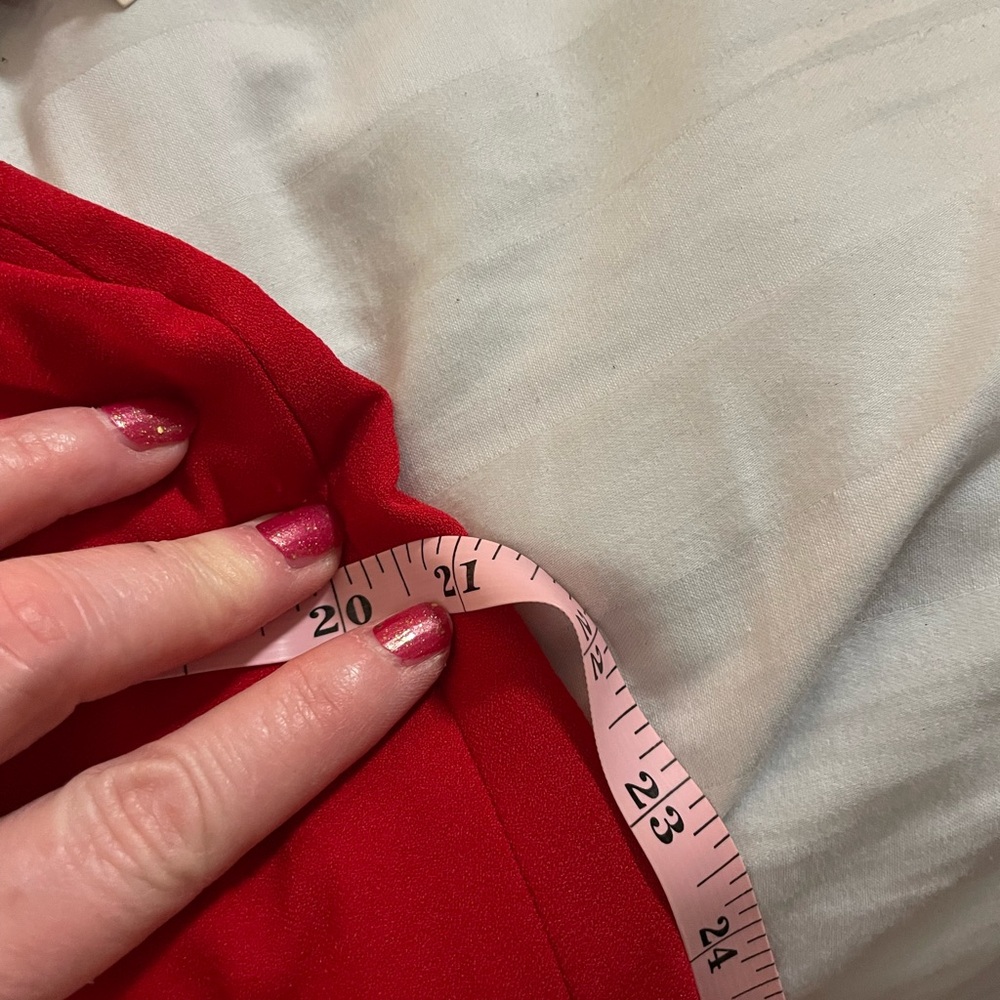 Boston Proper Red Midi Dress Size 12 on off shoulder ruffles spandex stretch - Picture 15 of 16